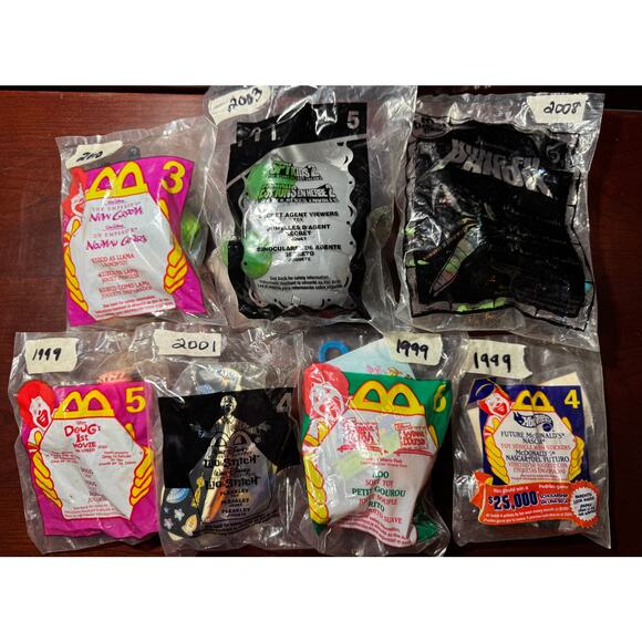 Lot of 7 Vintage McDonalds Happy Meal Toys All Unopened & New - Picture 7 of 7